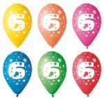  Léggömb, 26cm, számos, 6, 5db/cs (11-PRINT6)