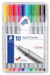 STAEDTLER Tűfilc készlet, 0, 3 mm, STAEDTLER "Triplus 334", 10 különböző szín (334 SB10)