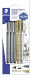 STAEDTLER Tusfilc és dekormarker készlet, 5 db, STAEDLER, "Pigment Liner 308 (308 SBK3P3)