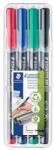 STAEDTLER Alkoholos marker készlet, OHP, 0, 4 mm, STAEDTLER "Lumocolor 313", 4 különböző szín (313 WP4) - mystock