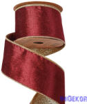  Bársony szalag csillogó hátoldallal, drótos szegéllyel 63mm x 5m - Bordó