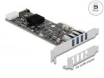 Delock PCI Express x4 kártya - 4 x USB-A 3.2 Gen 1 port (89008) (89008) - aqua