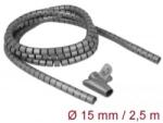 Delock spirális kábelburkolat behúzó eszközzel 2, 5m x 15mm szürke (18843) (18843)