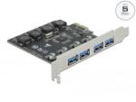 Delock PCI Express x1 Kártya -4 x külső A-típusú USB anya csatlakozó (USB 3.2 Gen 1) (90509) (90509)
