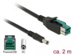 Delock Powered USB kábel apa 12V > DC 5, 5 x 2, 1 mm apa 2m (85498) (85498)