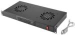 Dateup Unitate cu 2 ventilatoare DATEUP 9801130751-T, 1U, termostat digital, senzor temp, temporizator, display LED, cablu alimentare 1, 5m (Negru) (9801130751-T)