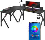 Huzaro Sarok gamer asztal RGB, 154x117cm, fém / szén, Fekete (HZ-HERO-6-3-RGB)