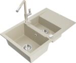 Mexen Gaspar, 1, 5 kamrás gránit mosogató 737x475x177 mm és Flora mosogató csaptelep, bézs, 6507-69-670401-09 (6507-69-670401-09)