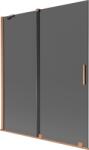 Mexen Velar, 2 szárnyas eltolható kádparaván 140 x 150 cm, 8mm szürke üveg, rézmatt, 896-140-000-41-65 (896-140-000-41-65)