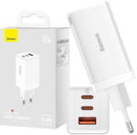 Baseus Incarcator GaN5 Pro 2xUSB-C + USB, 65W (white) (6932172617516)