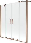 Mexen Velar Duo, 2 szárnyas eltolható kádparaván 140 x 150 cm, 8mm átlátszó üveg, rózsa arany profil, 896-140-000-02-60 (896-140-000-02-60)