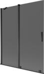 Mexen Velar, 2 szárnyas eltolható kádparaván 140 x 150 cm, 8mm szürke üveg, fekete matt, 896-140-000-41-70 (896-140-000-41-70)