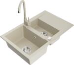 Mexen Gaspar, 1, 5 kamrás gránit mosogató csepptálcával 74x48 cm konyhai csaptelep Telma, bézs, 6507-69-670200-69 (6507-69-670200-69)
