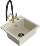 Mexen Milo, gránit mosogató 435x410x171 mm, 1 kamrás és Duo mosogató csaptelep, bézs, 6505-69-671701-57-B (6505-69-671701-57-B)