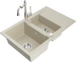 Mexen Gaspar, 1, 5 kamrás gránit mosogató 737x475x177 mm és mosogató csaptelep Carla, bézs, 6507-69-670700-00 (6507-69-670700-00)