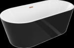Mexen Luna, szabadon álló kád 180 x 80 cm, fehér-fekete, rózsaszín arany túlfolyó, 52031808075-60 (52031808075-60)