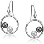  Ezüst Toscana Fülbevaló Fekete-Fehér Gyönggyel