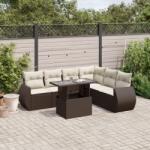 vidaXL 7 részes barna polyrattan kerti ülőgarnitúra párnákkal (3268563)