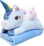  Plüss UNICORN 25 x 55 cm belül kék babapléddel 110 x 170 cm