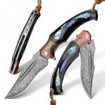 HARAHU NO-29041 damaszk összecsukható kés - Fekete KP29041