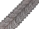 Fashion Poliészter csipke, lurex szálakkal, 80mm, 550197, fekete, arany szálakkal
