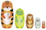 Goki Papusi Matrioska, cu animalute, de lemn, copii 3 ani+, set 5 buc, Goki Papusa