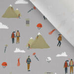 Takoy Prémium pamut NELA hegymászók szürke alapon - nagyított minta