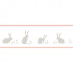  Casadeco Happy Dreams 82894240 FRISE BUNNY ROSE nyuszik krémfehér rózsaszín szürke bordűr (82894240)