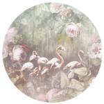  Behang Expresse Floral Utopia INK7610 FLAMINGO FOUND LIGHT Flamingók dús trópusi virág környezetben pezsgőszín zöld menta puderrózsaszín falpanel (INK7610)