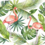  As-Creation Greenery DD116612 Natur trópusi levélzet flamingókkal fehér zöld rózsaszín digitális nyomat (DD116612)