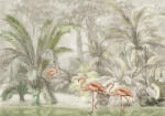  Behang Expresse Floral Utopia INK7588 PONDICHERRY PASTEL Natur Trópusi természeti kép flamingókkal szürke zöld rózsaszín fekete falpanel (INK7588)