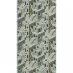 Casadeco Utopia 85117258 ILLUSION VERT/BLEU Grafikus 3D házak szoros halmaza világoskék zöld arany fehér tapéta (85117258)