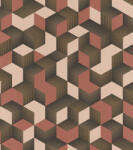  Rasch Denzo 403916 Grafikus 3D kockák halmaza rózsaszín korallszín arany fekete tapéta (403916)