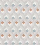  Casadeco Helsinki 82051120 HEXACUBE TAUPE/BLEU/TERRACOT design hatszögminta szürke vízkék terracotta fémes ezüst tapéta (82051120)