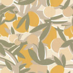  Lutece California Nostalgie 51200607 AGRUMES JAUNE BEIGE Natur Stilizált naív citrusok bézs sárga zöld fehér tapéta (51200607)
