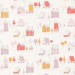  Casadeco Happy Dreams 82841230 SMALL VILLAGE ROSE CORAIL falu krémfehér rózaszín lila korall sárga tapéta (82841230)
