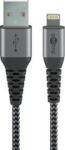 Goobay cable Lightning textile grey / silver 1, 0m - 49268 (49268) - vexio