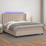 vidaXL cappuccino színű műbőr rugós ágy matraccal és LED-del 180x200cm (3139402) - vidaxl