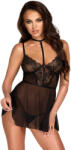 Kissable KISS249 First Kiss Tulle & Lace Babydoll with Choker & Panties Black L/XL
