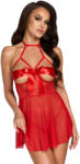 Kissable KISS247 Sexy Kiss Tulle & Lace Babydoll with Satin Ribbon Red L/XL