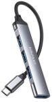 Awei CL-150T Type-C HUB 4in1 elosztó, 13cm, FEKETE (CL-150T)