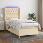 vidaXL krémszínű szövet rugós és LED-es ágy matraccal 80 x 200 cm (3139074)