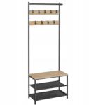  Fém előszoba fali panel LOFT 180 cm, fekete/sonoma tölgy