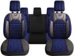 Panda Set Huse Scaune Auto pentru Volkswagen Caddy - Panda Kas, material textil cu piele ecologica, cu fermoare pentru bancheta rabatabila, albastru cu negru, 11 piese