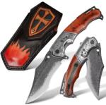 HARAHU SU-35400 damaszk összecsukható vadászkés - Barna KP35400