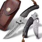 HARAHU NI-35401 Damaszk összecsukható vadászkés - Fekete KP35401