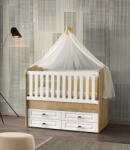 MyKids Patut cu leganare si lat. culisabila MyKids Esla Natur Alb 130x70 - shop-doa