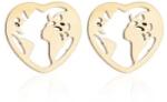 Napfény ékszer Arany színű nemesacél szív alakú térkép fülbevaló
