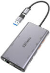 Promate usb hub - primehub mst (usb-c 9in1 hub, 2x4k hdmi, vga, 2xusb 3.0, 1xusb 2.0, 2xusb-c, rj45, adapter, szürke) - hogymi