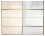 Spectral Mobila Gold Dulap 2500 Crem cu usi MDF Lucios si Oglinda + 2 Comode Garderoba